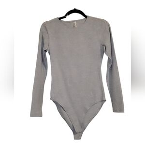 American apparel heather grey bodysuit long sleeve crewneck large
